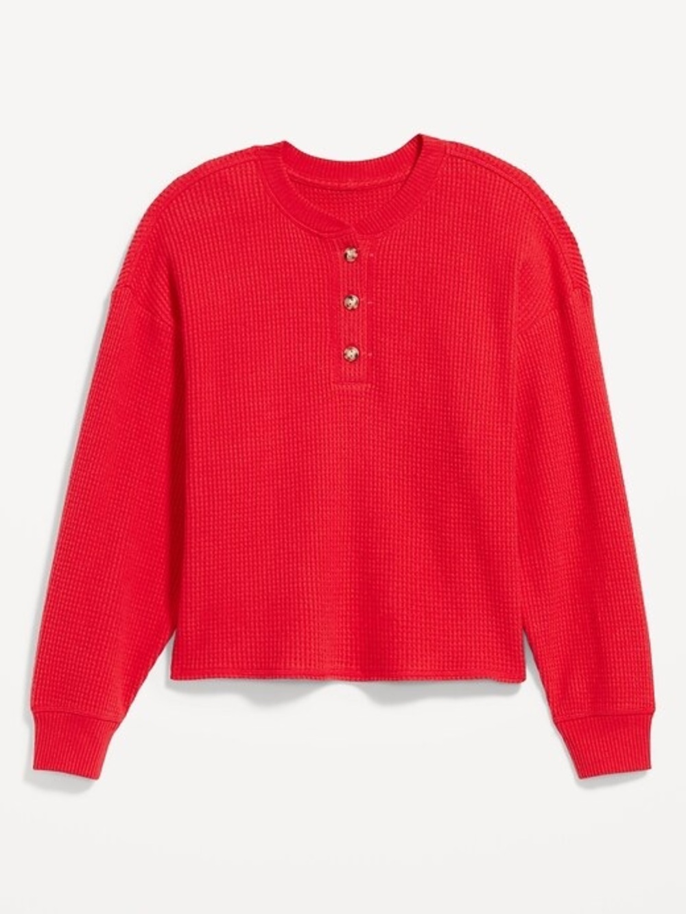 Old Navy Red Waffle-Knit Henley Pullover